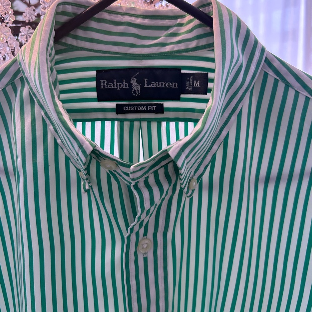 Ralph Lauren Green Stripe Button-Down Shirt - Picture 2 of 5